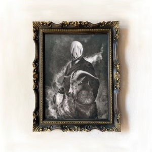 The Seed, handmade frame, complete with prints, glass and metal hook,black frame with goldr finish, gothic, art, darkart image 2