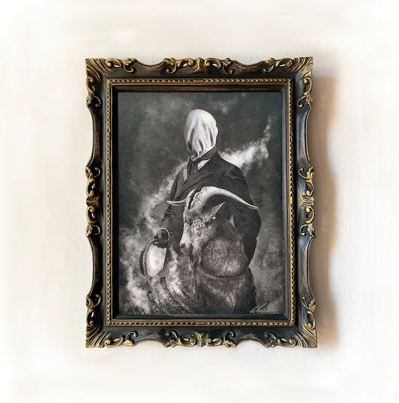 The Seed, handmade frame, complete with prints, glass and metal hook,black frame with goldr finish, gothic, art, darkart image 2