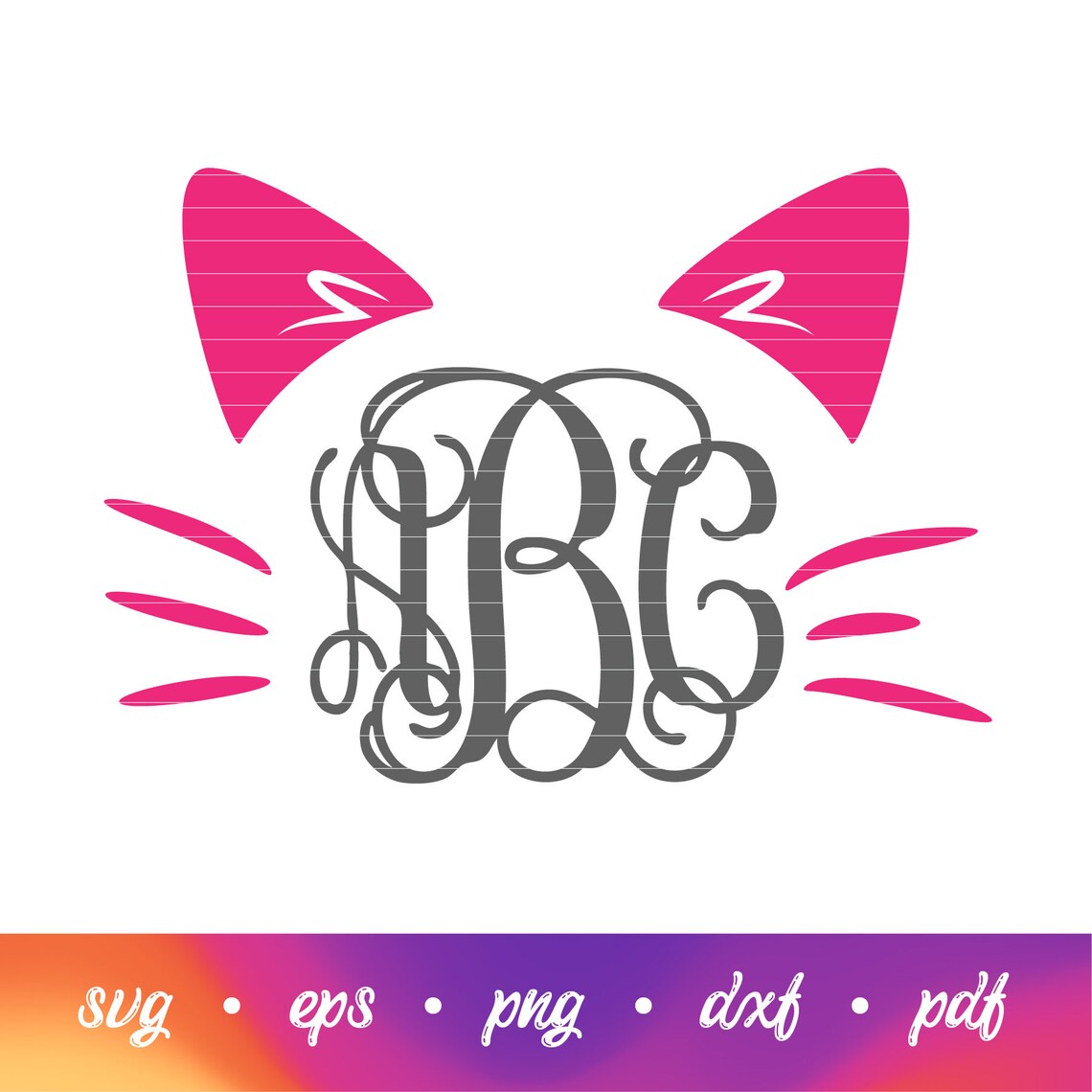 Cat Monogram Svg Dxf Eps Png Files for Cricut and Etsy