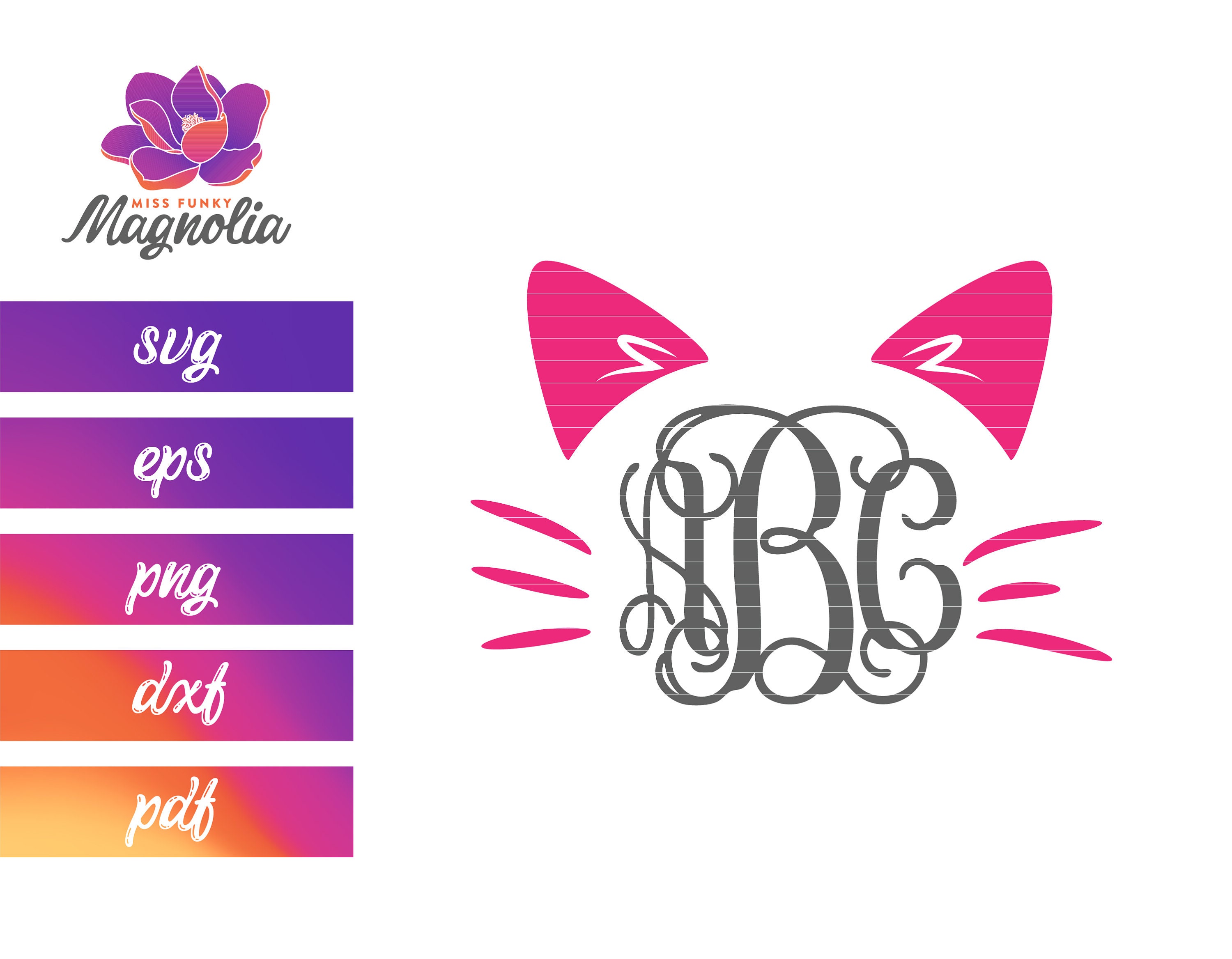Cat Monogram svg dxf eps png files for cricut and Etsy