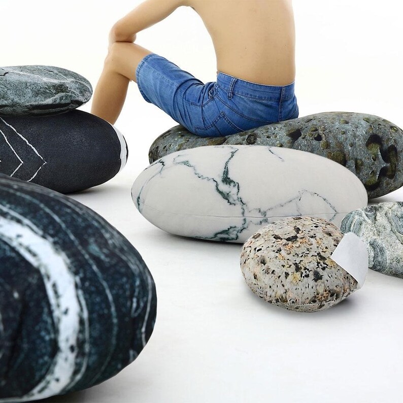 Stone Floor pillows Stuffed Rock Throw Decorative Set of 7 Etsy