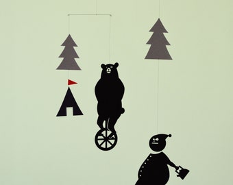 Bear and camper hanging mobile