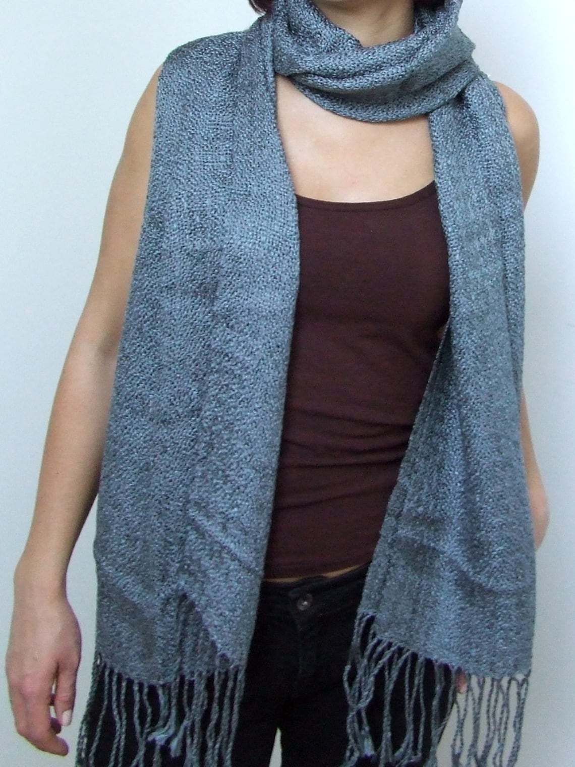 Gray Scarf Cotton Viscose Scarf Fashion Scarf Hand Woven Scarf Etsy