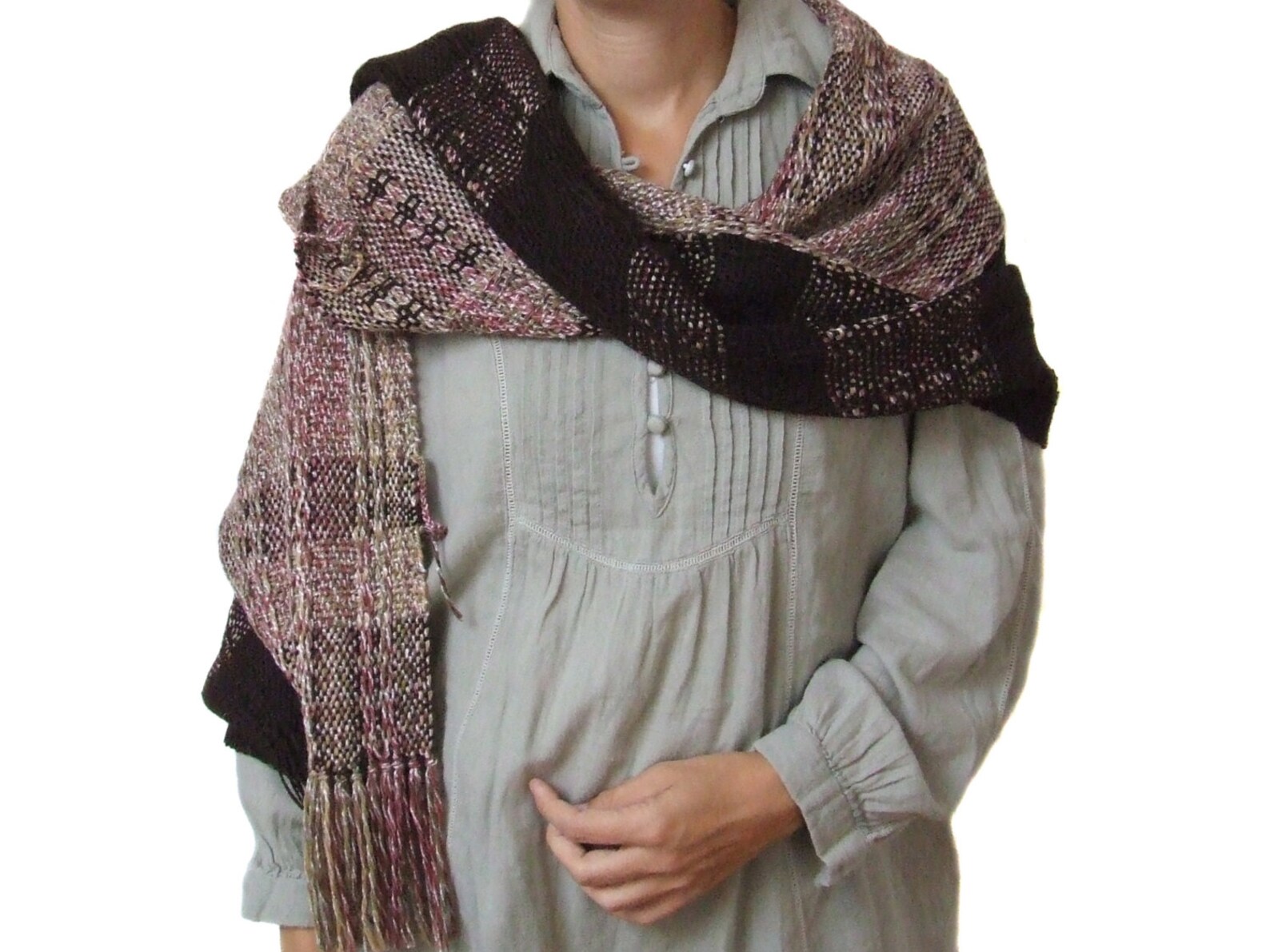 Brown Fur-Trimmed Winter Poncho Shawl