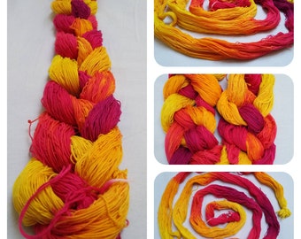 Pre wound weaving warp hand dyed organic cotton weaving supplies fiber art supplies hand painted fiber hand dyed cotton yarn colorfast weave