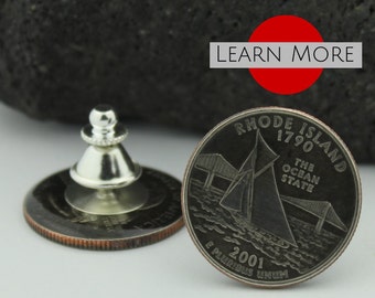 Rhode Island Lapel Pin - A unique handmade lapel pin using the Rhode Island State Quarter.  A perfect tie tack, lapel or hat pin