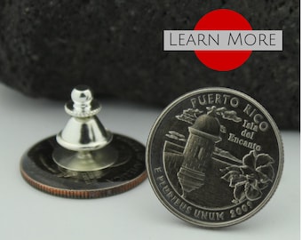 Puerto Rico Quarter Lapel Pin: Handmade Travel Souvenir