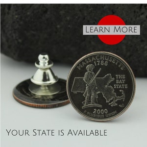 Massachusetts Lapel Pin – Coin Jewelry, Massachusetts Gift, Travel Pin, Collar Pin | Perfect a Groomsmen Gift