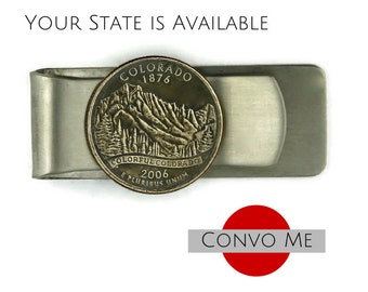 Colorado Money Clip. A unique handmade money clip using the Colorado State Quarter. A perfect bill clip or money clip gift for your wedding.