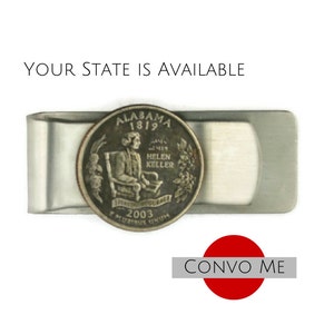 Alabama Money Clip. Unique Alabama State Quarter Money Clip. A Perfect Alabama Gift or Wedding Keepsake.
