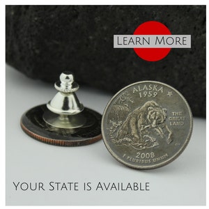 Pin de solapa de Alaska: auténtica joyería de cuarto de dólar del estado / Regalo único de Alaska, pin de viaje, recuerdo de Alaska