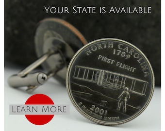 North Carolina Cuff Links (Cufflinks) -  Pilot Cufflinks - First Flight -  Custom Groomsmen Cufflinks - Wedding Cufflinks