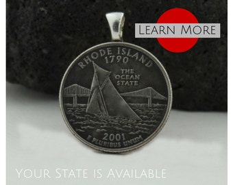 Rhode Island Pendant (Charm) – Rhode Island Charm – The Ocean State Pendant – Sailboat Pendant - Narragansett Bay