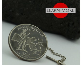 Massachusetts Quarter Tie Pin: Handmade State Souvenir Tie Tack