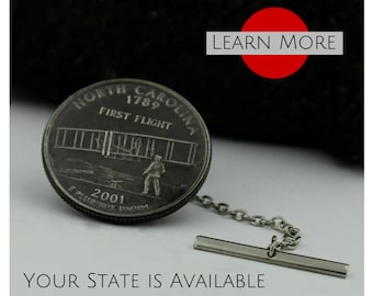 North Carolina Quarter Tie Tack: handgemaakte reversspeld