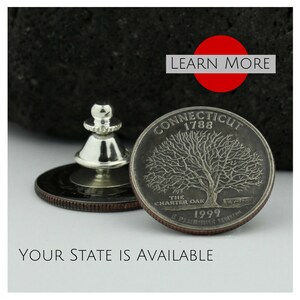 Connecticut Quarter Lapel Pin: Authentic State Coin Jewelry