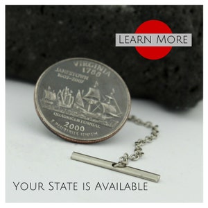 Virginia Quarter Tie Tack: Handmade State Souvenir Lapel Pin
