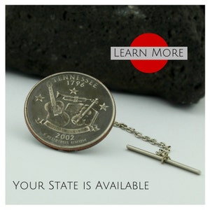 Tennessee Quarter Tie Tack: Handmade State Souvenir Lapel Pin