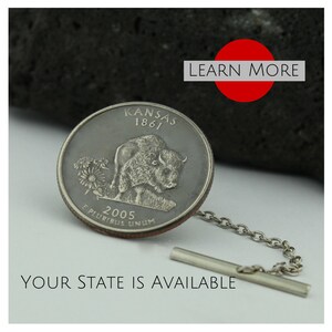 Handmade Kansas Quarter Tie Tack: Bison Lapel Pin