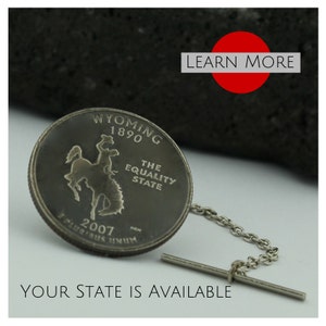 Wyoming State Quarter Tie Tack: Handmade Lapel Pin