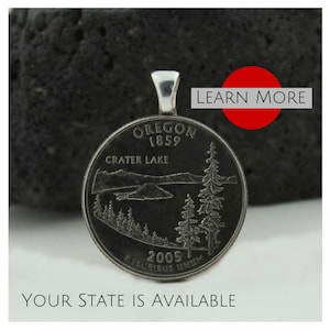 Oregon Necklace – Authentic State Quarter Coin Pendant, Oregon Charm Gift