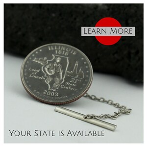 Illinois Quarter Tie Tack: Handmade Lapel Pin, State Souvenir