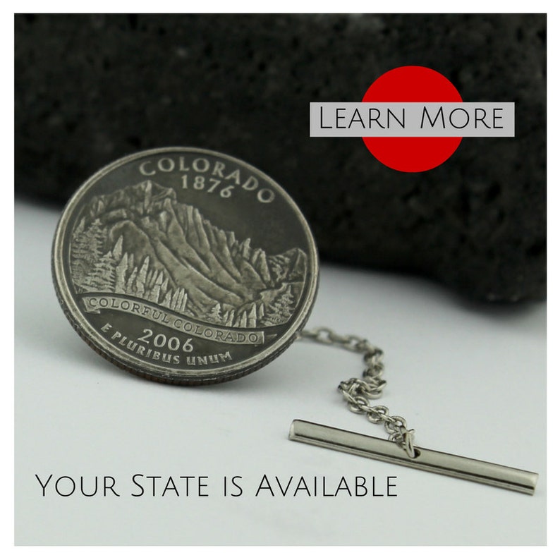 lapel or brooch pin A perfect tie tack Colorado Tie Tacks A unique handmade brooch pin using the Colorado State Quarter