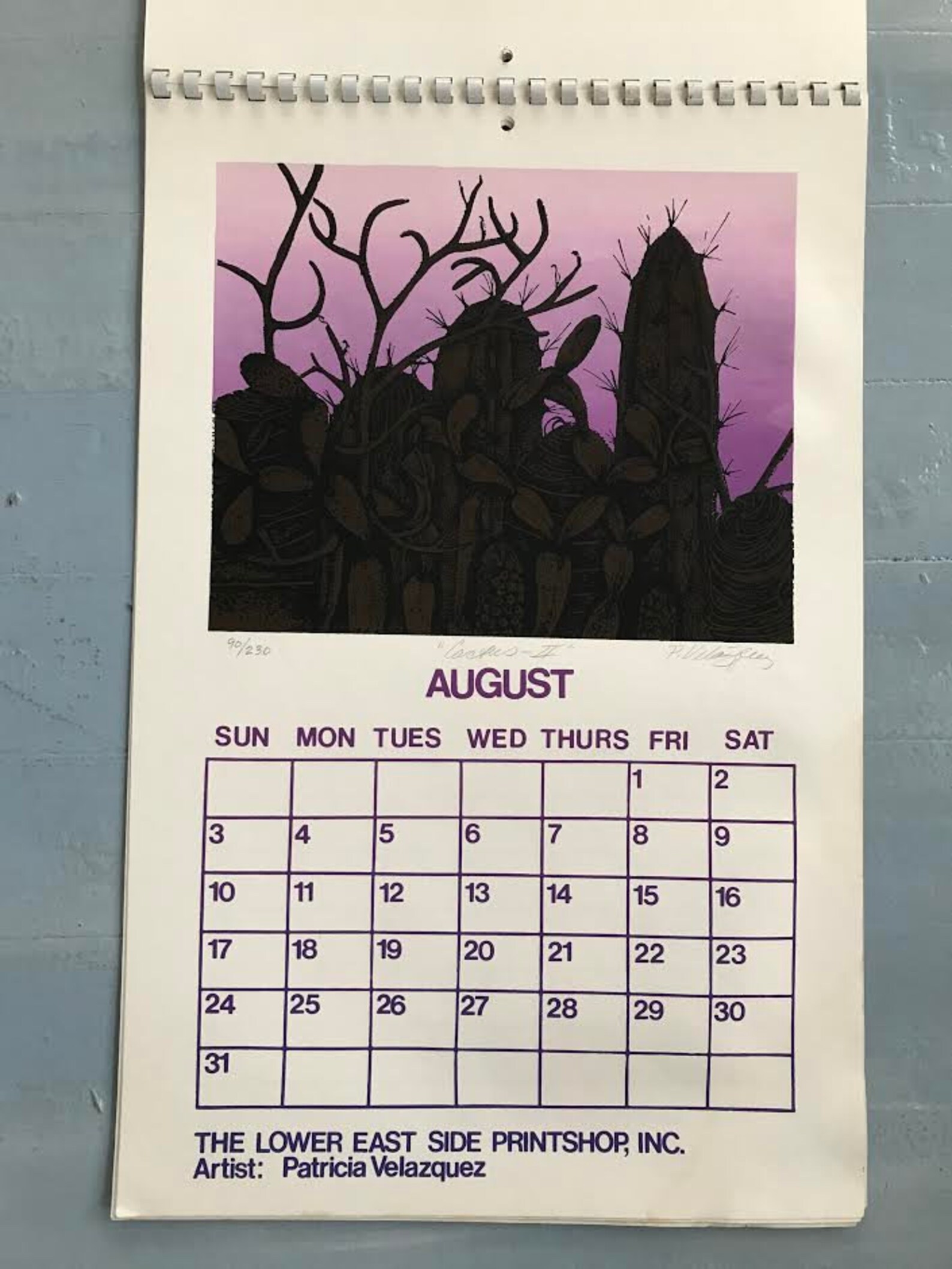 Vintage 1980 Calendar The Lower East Side Print Shop Etsy