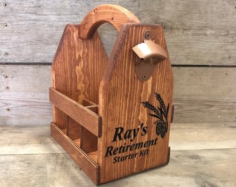 Personalized Wood Beer Caddy-Beer Carrier-Beer Caddy-bottle opener-Barware-husband gift-5th anniversary gift-graduation gift