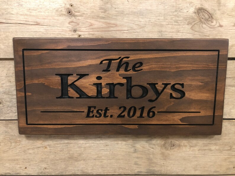Custom Family Name Sign Wood Last Name Signengraved Sign Etsy