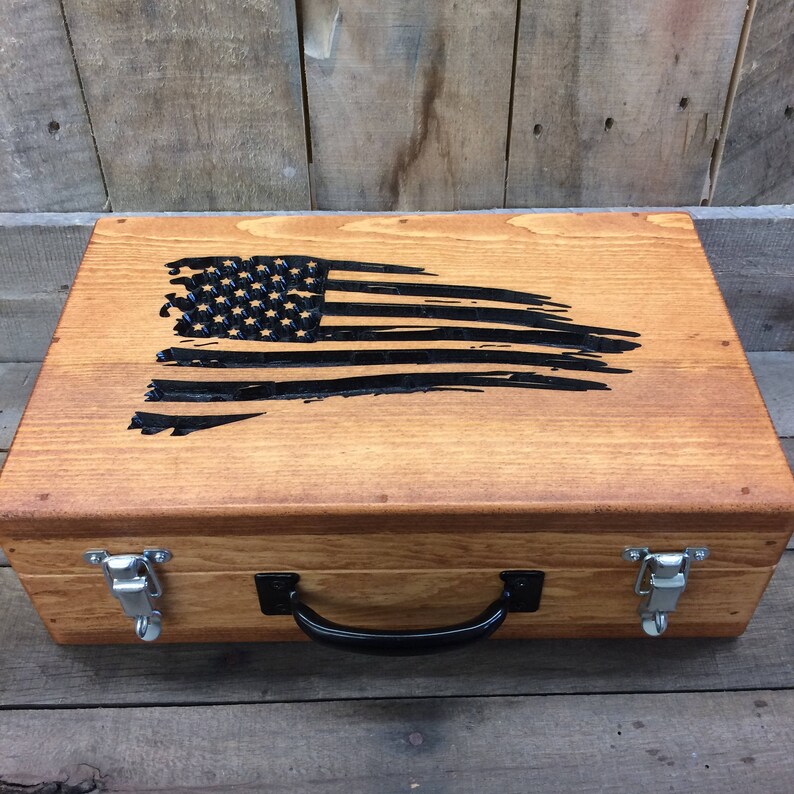 Custom Wood Case Pistol Lockable Storage Hand Carry Anniversary Gift Best Man Father Of The Groom