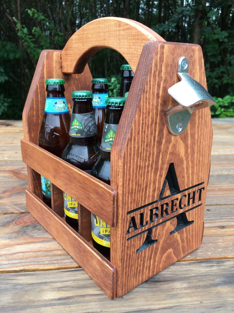 Personalized Wood Beer Caddybeer Carrierbeer Caddybottle Etsy