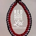 Graduation Lei Black White & Red Single Braided Satin Ribbon Lei 