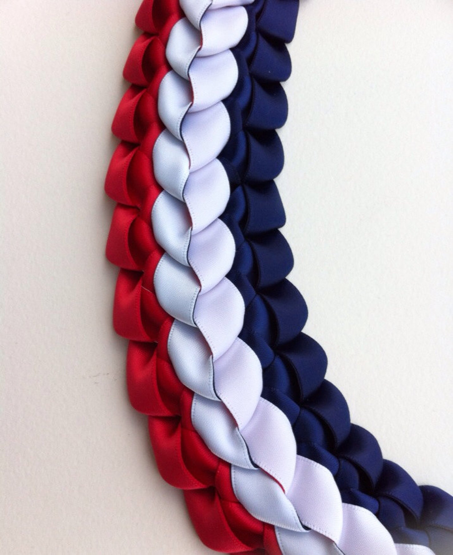 Graduation Lei Red White Navy Blue Satin Ribbon Lei New Etsy