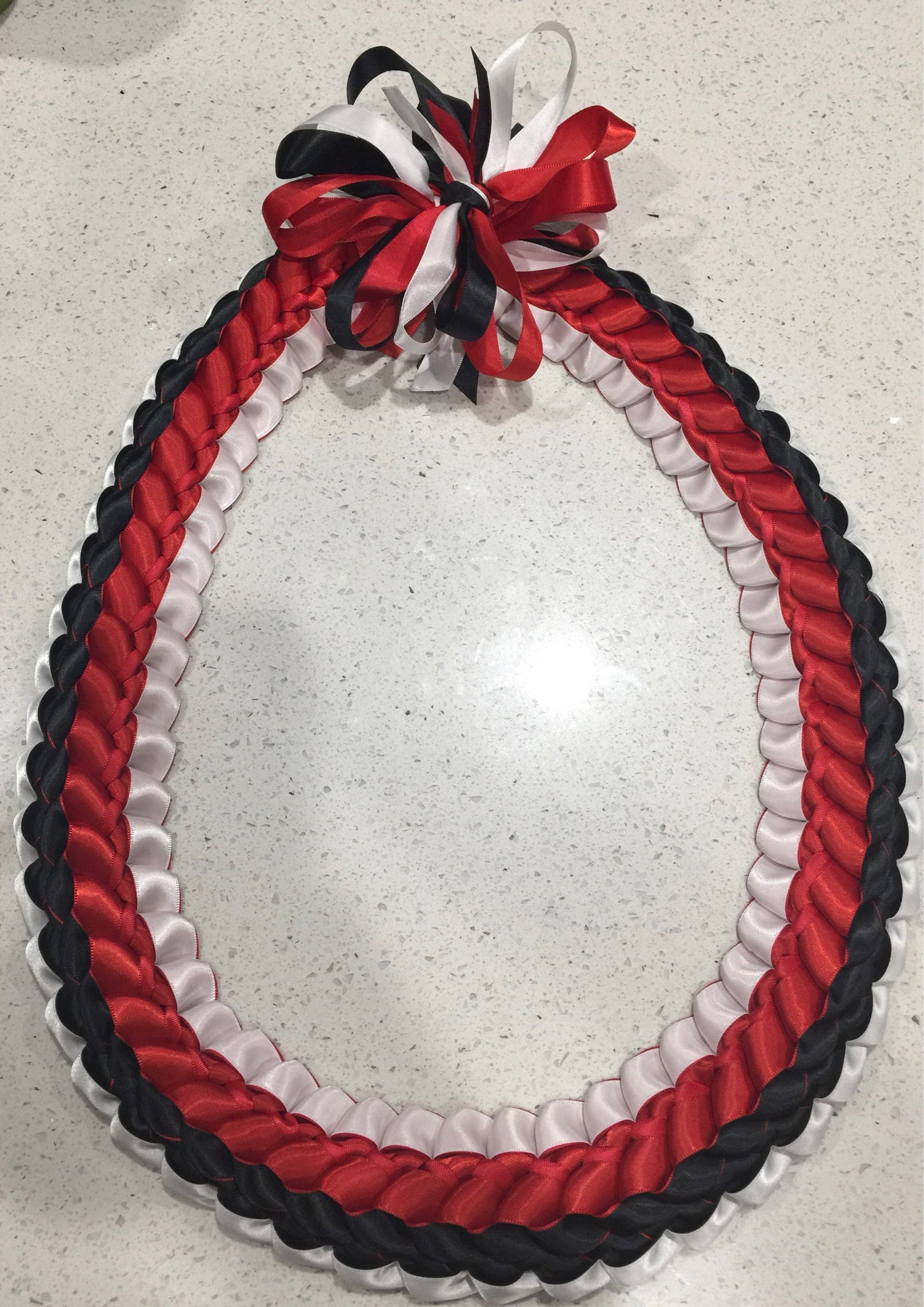 Graduation Lei Graduation Lei Ribbon Lei White Red Black Lei Double ...