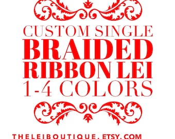 Graduation Lei Rhinestones Custom Lei Single Braided Ribbon Lei Handmade with 1-4 Colors & Rhinestones