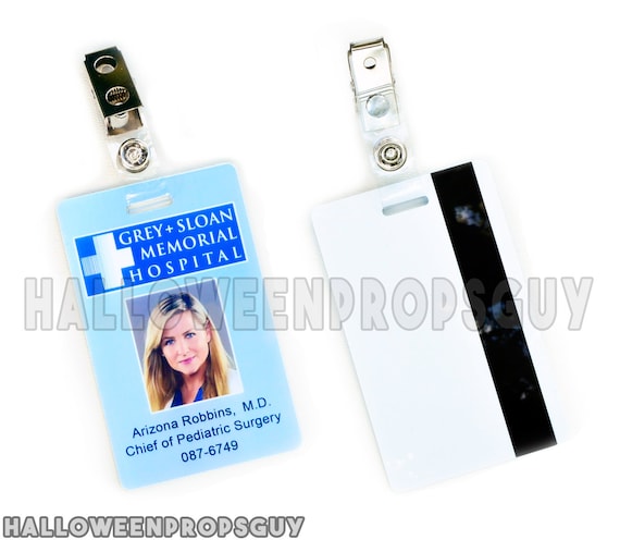 Grey's Anatomy Seattle Grace, Grey Sloan or Mercy-west Hospital Version  Custom PVC ID Card W/ Clip. Choice of Style. Custom Name & Pic. -   Canada