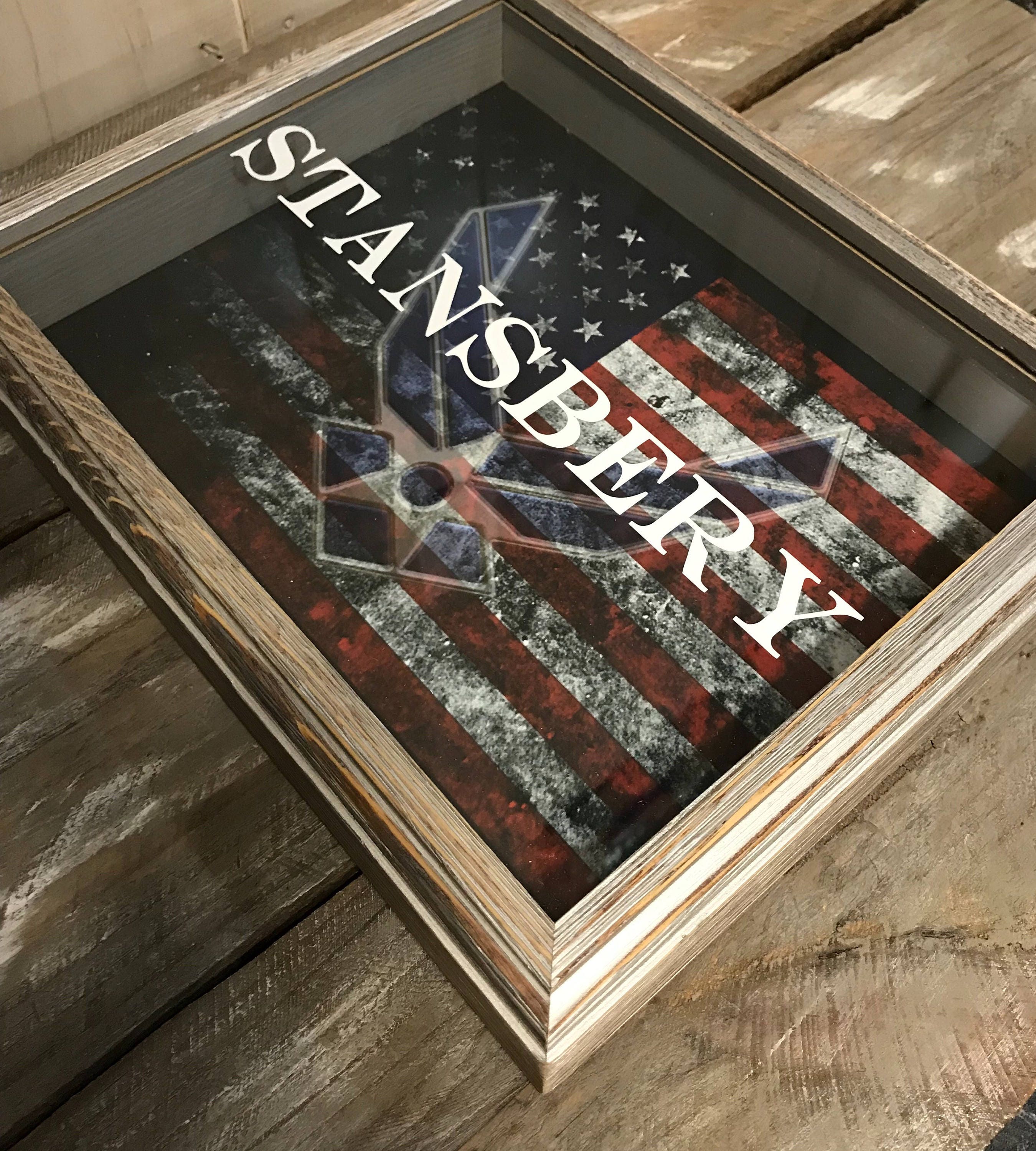 Personalized Air Force Shadow Box With US Flag Armed Forces Etsy