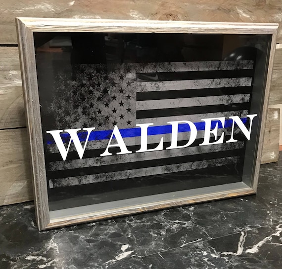 Personalized Thin Blue Line Flag Shadow Box Law Enforcement Etsy Canada