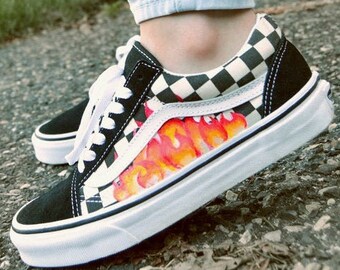 vans shoes with fire