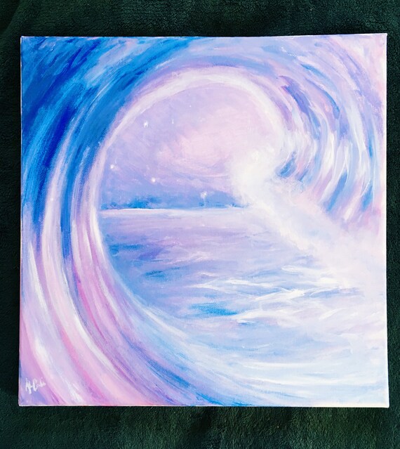 Purple And Blue Waves Beach Art Tropical Decor Orginal Etsy