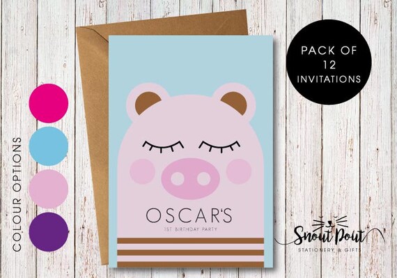 pig birthday party invitations childrens party invitations etsy children s party invitations