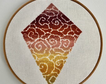 Drifting Cloud Diamond Modern Cross Stitch Pattern Abstract, Cross Stitch Chart, Nature Inspired x-Stitch PDF Download