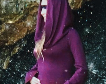 Sugar Plum. Wild Witch Hooded Dress, Full Length Dress. Witch Dress, Pagan Priestess Dress, Hand fasting Dress, Medieval Dress, Fairy Dress