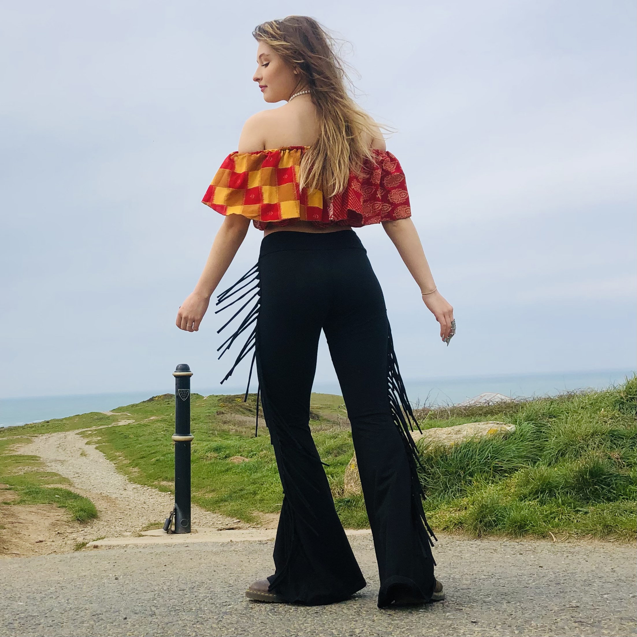 NEW Black Rainbow Bell Bottoms, Flared Pants, Retro Bell Bottoms