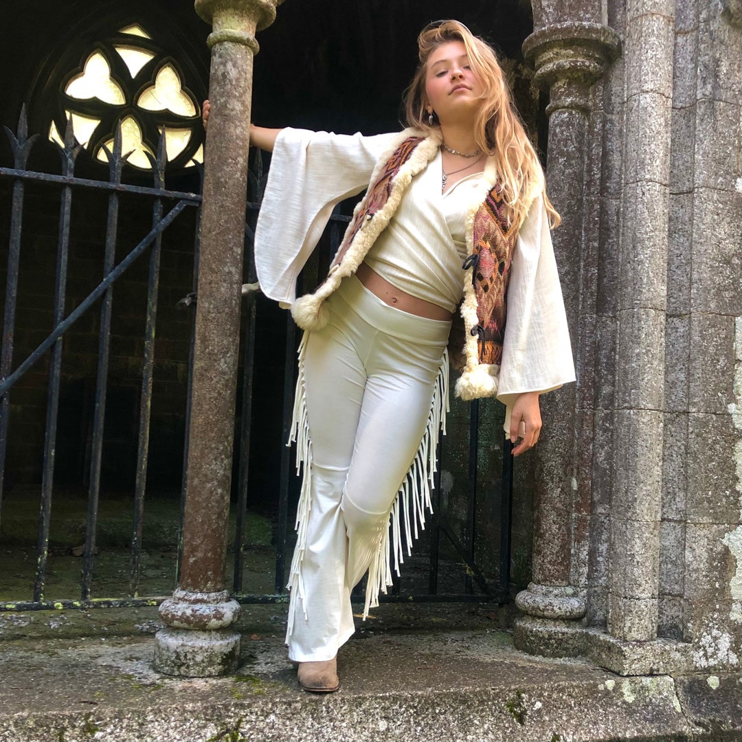 Pantaloni Gaucho A Gamba Larga Donna Heyyun - Svasati Capri Boho Con Pizzo, Blu, Taglia L
