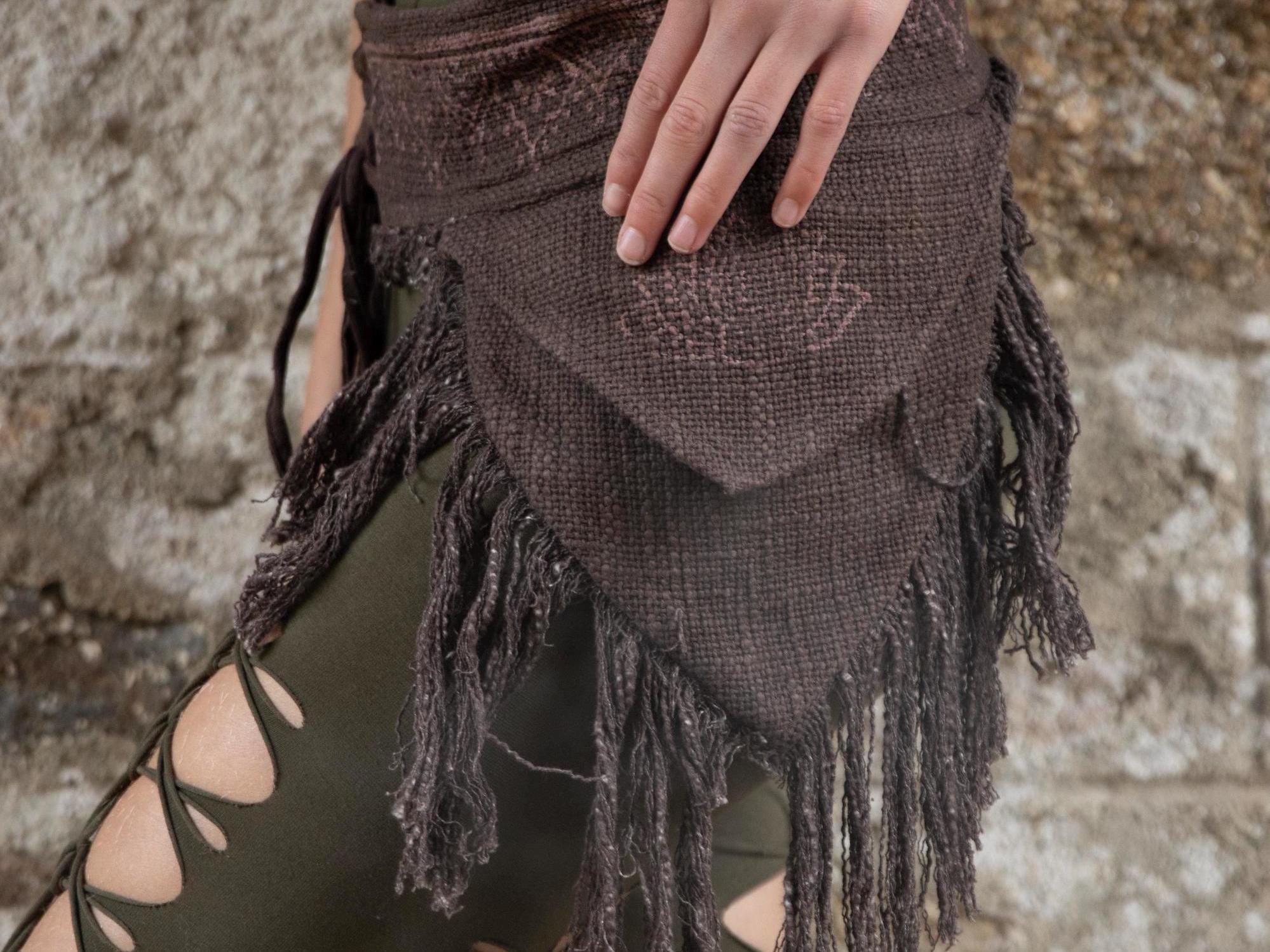 Vegan Cotton Fringed Pocket Belt – Boho Festival Utility Belt