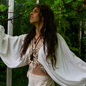 White Blouse, Boho Top, Bat Wing, Medicine, Festival Top,  Long Sleeved, Ceremonial Style, Ecstatic Dance / Cacao / Shamanic Gatherings.