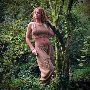 Raw Cotton Halter Crop Top, Backless Festival Outfit