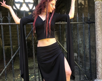 Gothic Clothing, Witch Top, Wing Sleeve, Elven Clothing, Fairy Wing, Burning Man Clothing, Boho Top, Hippie Clothing, Pagan Clothing